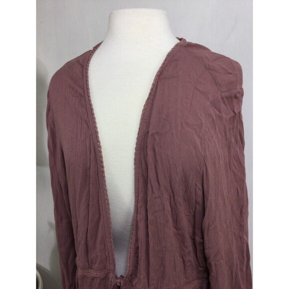 Torrid Womens Long Sleeve Stretch Open Tie Front Kimono Cardigan Top Mauve 3X - Picture 2 of 8